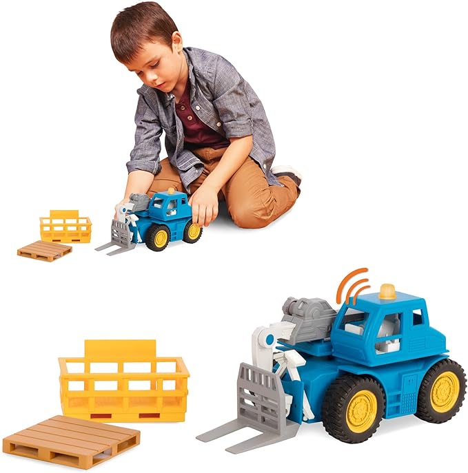 Driven by Battat – 7-Inch Telehandler Forklift Toy with Lights & Sounds, Movable Parts, Construction Vehicle for Boys & Girls, Durable Design, Realistic Details, Gift 3+ Years Toy for Kids