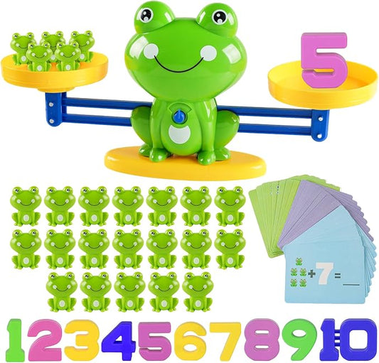 Frog Balance Math Toy for Preschool – Cool Counting Manipulatives and STEM Learning Materials for Kids Ages 5-7, Fun Number Match Activity for Pre-K Classroom and Early Education Centers