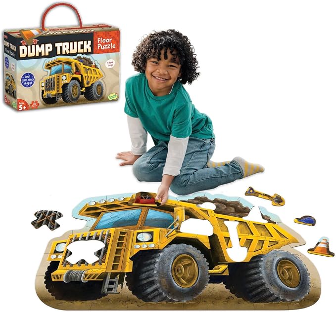 Peaceable Kingdom Jumbo Dump Truck Floor Puzzle 49 Pieces – Large Jigsaw Puzzle Gift for Toddlers and Kids Ages 5+ – Shiny Dump Truck