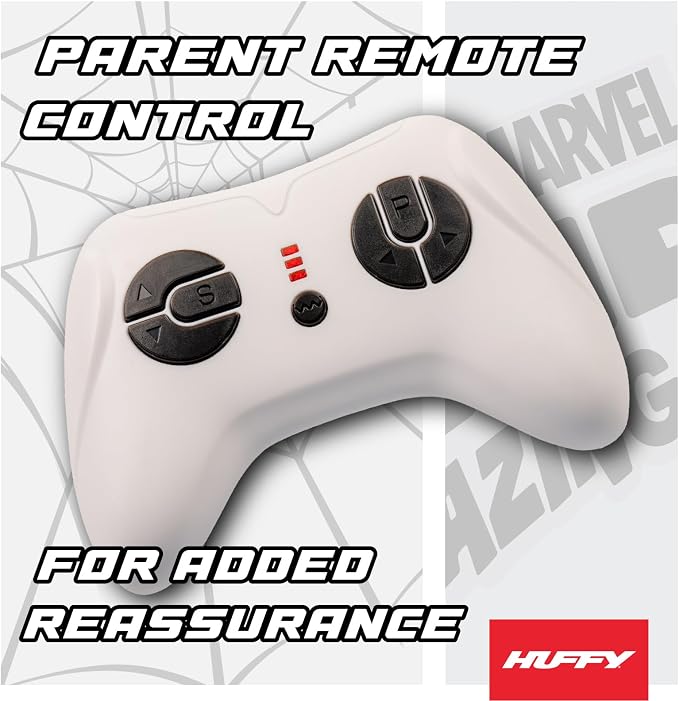 Huffy Marvel Spiderman 12V Ride-On Car, Ages 3–5, Parent Remote Control, Forward & Reverse, Realistic Sounds, Spidey and His Amazing Friends, Max 2.8 MPH
