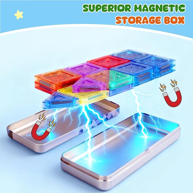 Magnetic Tiles, 70pcs Building Blocks with Storage Case, Toddler Toys Magnetic Blocks, Toys for Ages 3-5 4-8 Boys Girls,for Preschool Learning Birthday