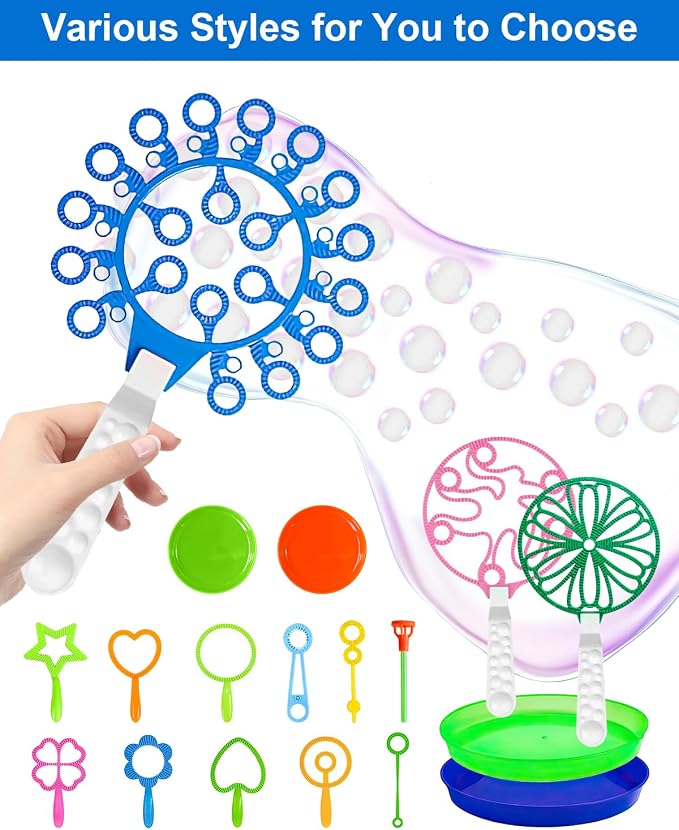 UniStylar Giant Bubble Wands, Big Bubble Wand Set with Tray Bulk, Funny Large Bubble Maker for Kids Adults Summer Huge Outdoor Activities Toys Birthday Party Favors Toddlers, 26 Pcs