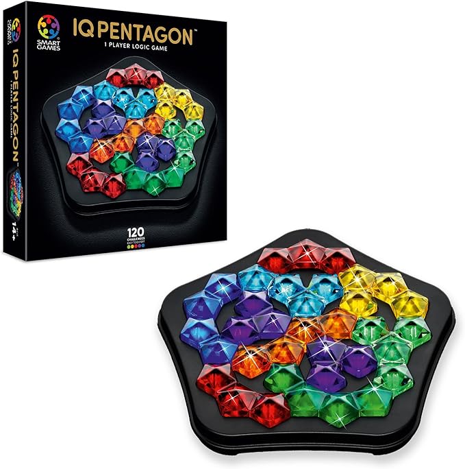 SmartGames IQ Deluxe: Pentagon - the New IQ Series from Featuring 120 Challenges in a Deluxe Travel Case for Ages 14 - Adult