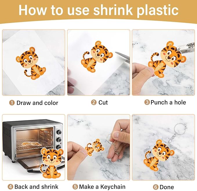 CRTWDMAN 161 Pcs Shrink Paper Keychain Kit,with 30 Pcs Shrink Plastic Sheets 7.9"x5.7",Hole Punch,Lobster Clasps,Jump Rings DIY Crafts for Teens