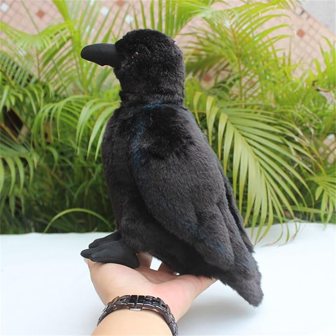 Realistic Crow Plush, Cute Black Raven Stuffed Animal Plush Pillow Toys, Soft Little Bird Raven Stuffed Toys Doll for Birthday Kids Gifts Home Decor 9.44''
