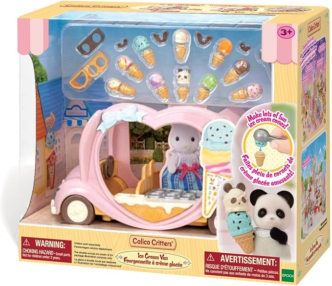Calico Critters - Ice Cream Van - Calico Land Amusement Series – Kids Pretend Play Toy, Miniature Vehicle & Accessories Set, Ages 3+