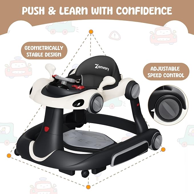 6-in-1 Foldable Baby Walker Activity Center Bouncer Rocker 6-18 Mons