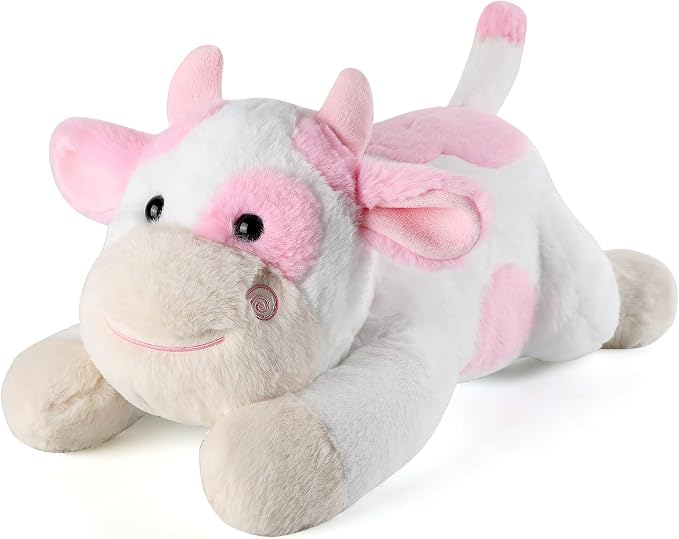 gnomantic Cow Weighted Stuffed Animals - 28 Inch 5.0 Pounds Weighted Plushies Cow Stuffed Animals - Big Plush Pillow - Cute Plush Toys Gifts for Kids & Adults (28" 5.0 lbs Pink)
