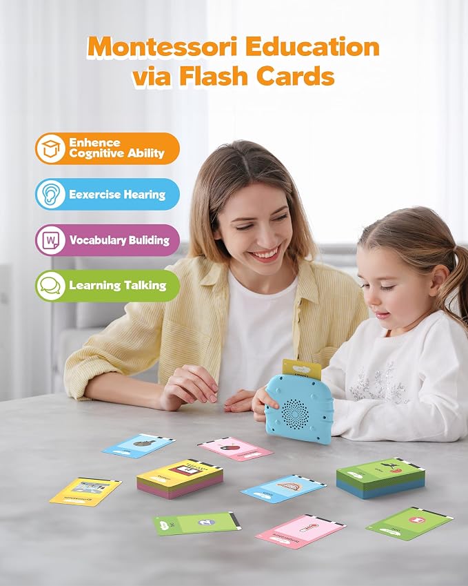 Talking Flash Cards for Toddler 1 2 3 4 Year Olds, Language Learning Toys, Phonics Talking Flash Cards for Toddlers 2-8, Digraphs CVC Blends Long Vowel Sounds Spelling Reading