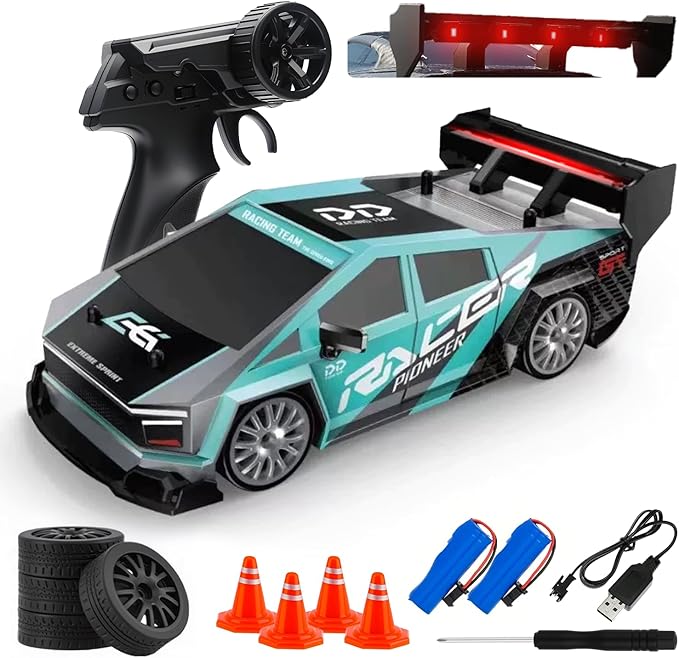RC Drift Car, 1:24 Scale Remote Control Vehicle for Kids,2.4GHz 20KM/H 4WD High Speed RC Cars with LED Light, Two Batteries & Drifting Tires Racing Sport Toy Cars for Adults Boys Girls Kids 8603CY