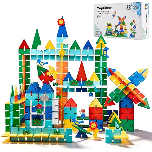 Magnetic Tiles, Interlocking Building Blocks, 3D Wonderland Construction STEM Learning Early Education Best Gift for Kids Boy Girl, Age 3-8