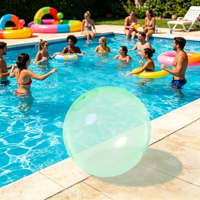 32 Inch Giant Water Bubble Ball for Adults Teenagers Giant Inflatable Water-Filled Ball Soft Rubber Ball for Outdoor Pool Beach Garden Yard Games (Green)
