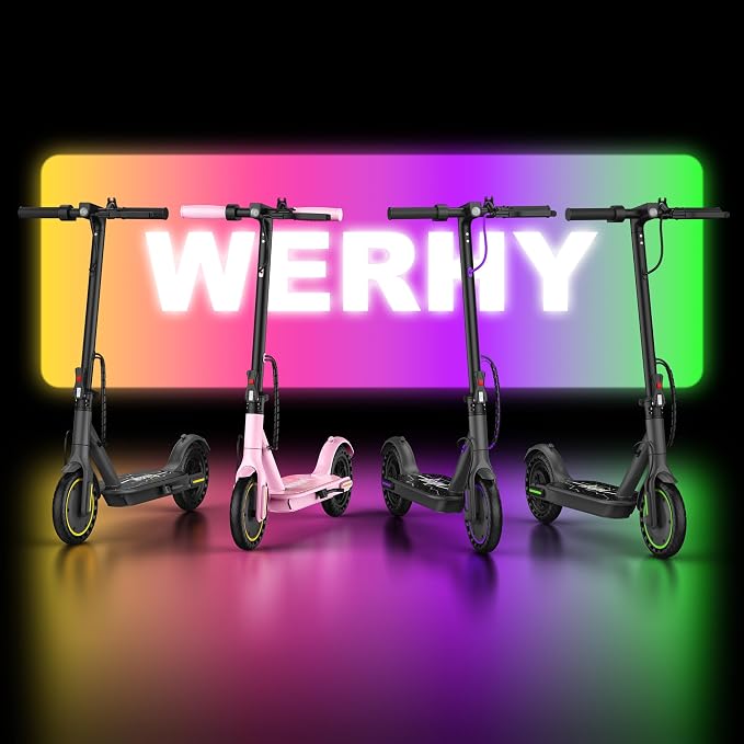 WERHY Foldable Kids Electric Scooter for Aged 6-10, 350W Motor, Max 12/16Miles Long Range, 19 MPH Max Speed, 8.5" Solid Tire, Lightweight Foldable E-Scooter with Dual Braking, Digital Display