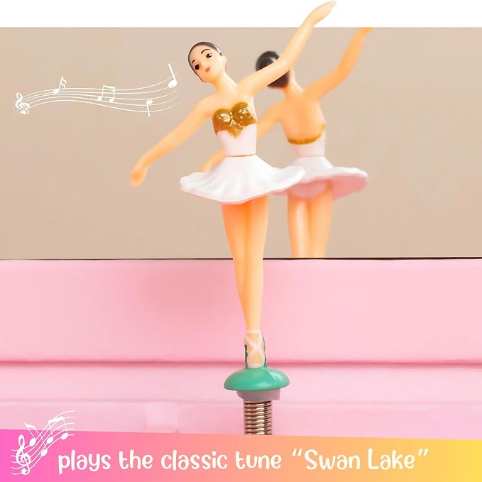 Giggle & Honey® Ballerina Musical Jewelry Box for Girls Ballerina Toys for Girls Age 4-6 Kids Jewelry Box with Drawers