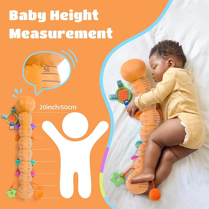 Baby Toys Musical Caterpillar Interactive Multicolored Infant Toy Crinkle Rattle Soft with Ring Bell Stuffed Cuddly Baby Toy with Ruler Design Educational Toddler Plush Toy for Preschool | Stuffed Animals Tummy Time Teething Toys with Mirror Pull Strin...