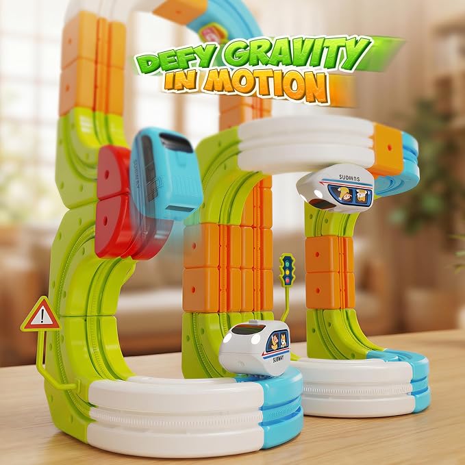 Hot Bee Electric Magnetic Train Set for Kids, Gravity-Defying 3D STEM Toy Train Track for Toddlers, Building Train Toys, Magic Tracks Toy Birthday Gifts for 3 4 5 6 7 8+ Year Old Boys Girls (93 Pcs)