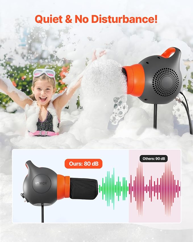 VEVOR Foam Machine, 115 W Party Foam Cannon, Portable Foam Maker with a Tripod Stand, Powerful Foam Party Machine, for Backyard, Pool, Outdoor Events, Birthdays, Celebrations and Party, Grey & Orange
