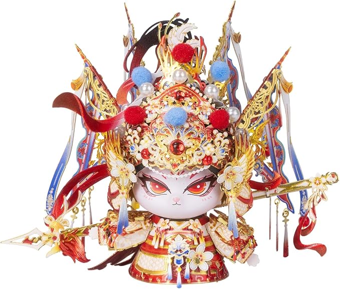 MU 3D Metal Puzzles Building Hua Mulan Figurine Character Themed Kitten Kitty, Women Hero Cat Figure Metal Model Kits Miniature Build, Assembling DIY Sets Hobby Birthday Gifts Home Desk Office Decor