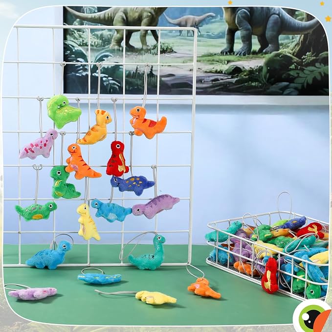 Libima 150 Pcs Mini Dinosaur Stuffed Set Animals Plush Keychain Dinosaur Plush Toys for Valentine's Day Carnival Birthday Classroom Prizes Decoration for Clothes