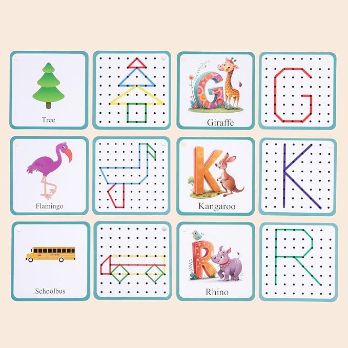 Wooden Geoboard Path Planning Educational Toy for Kids 5+ | Help children foster Spatial Reasoning, Symmetry Awareness, Fine Motor Skills