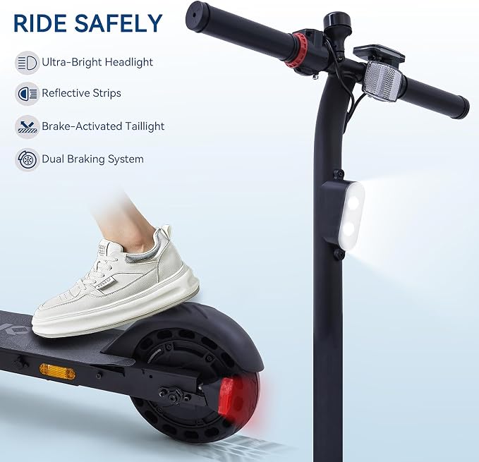 Electric Scooter for Big Kids/Teens - 250W Motor, 15.5 mph Top Speed, Rear Foot Brake, Folding E-Scooter for Riders
