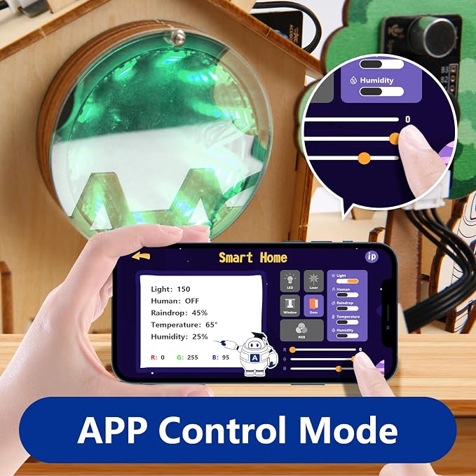 ACEBOTT ESP32 Smart Home IoT Starter Kit, STEM Kit Compatible with Arduino IDE, Stem Toys Coding Kit with House Building, Sensors & App Control, STEM Educational Kit for Kids 12+