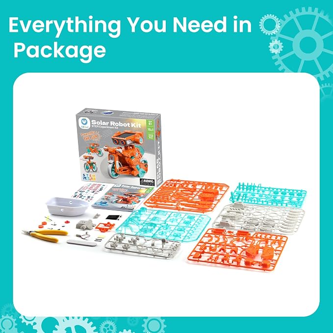 Sillbird Solar Robot Building Kit STEM Gift for Boys Aged 8-14, 15-in-1 DIY Science Educational Robotic Set, Solar or Battery Powered Toy for Kids Birthday with 212 Pieces