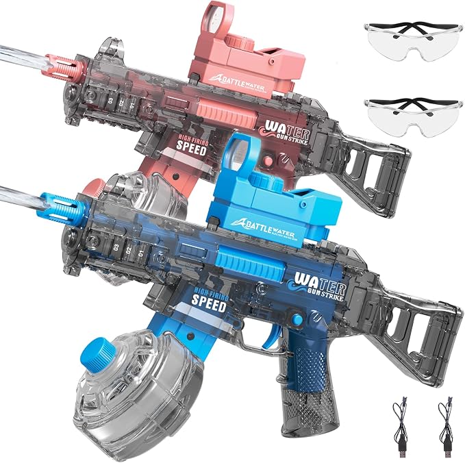 2 Pack Electric Water Guns for Adults Kids, Automatic Water Gun Toys for Kids Ages 4-8 8-12, Large Capacity High Power, 36ft Ultra-Long Range, Summer Pool Outdoor Beach Water Toys for Boys Girls