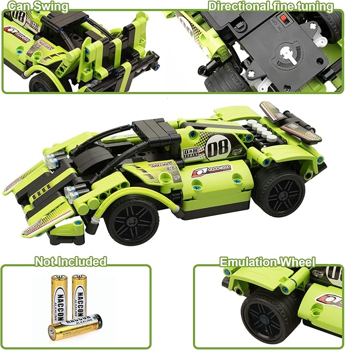 GAMZOO STEM Building Toys for Kids with 2-in-1 Remote Control Racer Snap Together Engineering Kits Early Learning Racecar Building Blocks - Best Gift for 6 7 8 9＋Year Old Boys and Girls