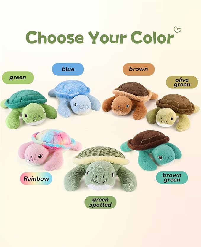 gnomantic Turtle Weighted Stuffed Animals - 22 Inch 4.5 Pounds Weighted Plushies Sea Turtle Stuffed Animal - Big Tortoise Plush - Cute Plush Toys Gifts for Kids & Adults (Sage Green)