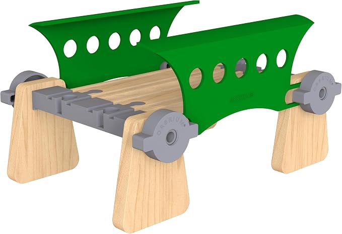 Wooden Train Tracks Accessories Build & Play Construction Set 68PCS Modular Railway STEM Toys Track Expansion Pack #2 with Parallel Tracks Adjustable Columns Elevated Station Compatible Thomas Brio