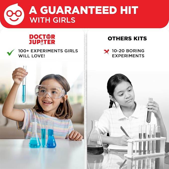 Doctor Jupiter Girls' First Science Kit for Kids Ages 4-5-6-7-8 | Birthday Gift Ideas for 4+ Year Old Girls | STEM Toy Kit with 100+ Experiments | Learning & Educational Projects