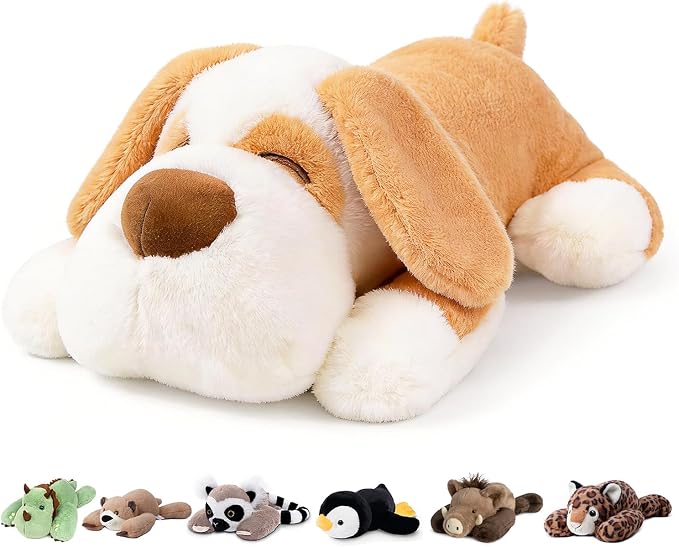 Niuniu Daddy Weighted Dog Stuffed Animal for Kids & Adults, 17" | 2.8 lbs Weighted Plushies Pillow for Sleeping and Calming, Cute Lying Plush Toy Large Huggable Gift for Everyday Comfort