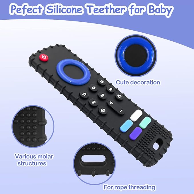 Baby Teething Toys - Silicone Remote Control Shape, Soft Safe Chew Toy for Babies 0+ Months
