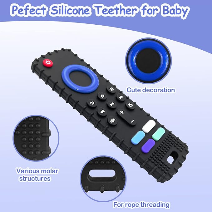 YAPROMO Baby Teething Toys,Reomte Teether Toys,Silicone Chew Toy for Babies 3+ Months, Remote Control Shape Teething Toy