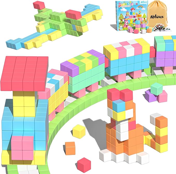 Apluses Magnetic Blocks Building Toys for 3+ Year Old Boys Girls | 1 inch, PP Plastic, Candy colors, 81pcs