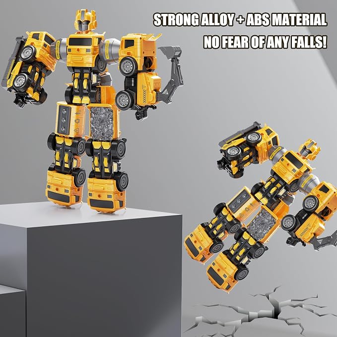 3 Year Old Boy Birthday Gift - STEM Toys for Ages 3-8, Construction Transforming Toys，5 in 1 Building Take Apart Trucks Transform to Robot, Boys Toys Stocking Stuffers for Kids Christmas 3-8
