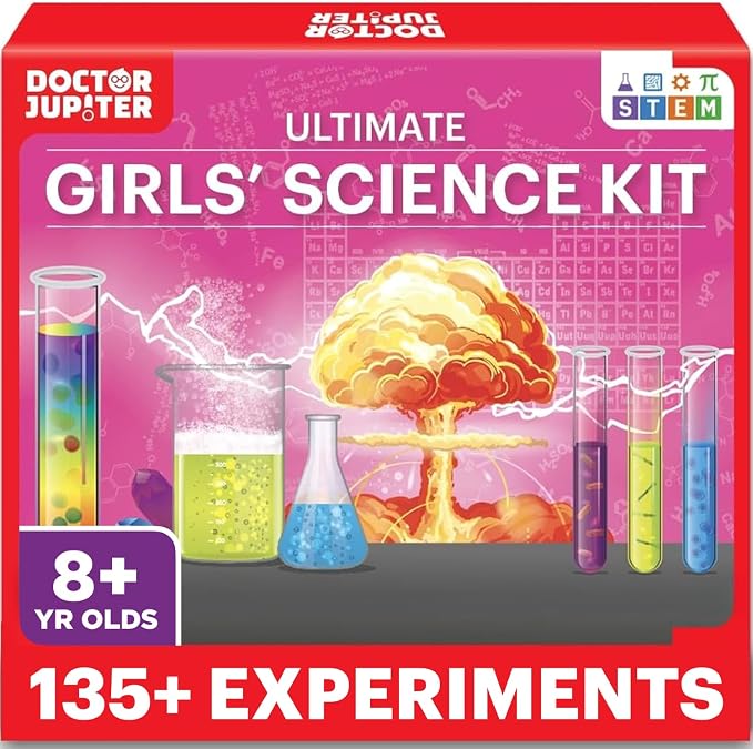 Doctor Jupiter Girls' Science Kit for Kids Ages 8-10-12-14 | Birthday Gift Ideas for 8,9,10+ Year Old Girls | Chemistry Set, STEM Toy Kit with 135+ Experiments | Learning & Educational Projects