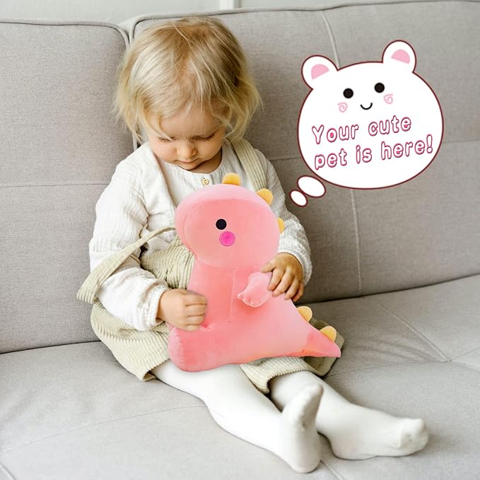 DUANMUL Cute Dinosaur Plush Toys, Fat Dinosaur Stuffed Animals Toys Dolls, Dinosaur Plush Toy Soft Stuffed Animal Dino Plushies Doll Cute Birthday Gifts for Kids Girls Boys (Pink,23in)