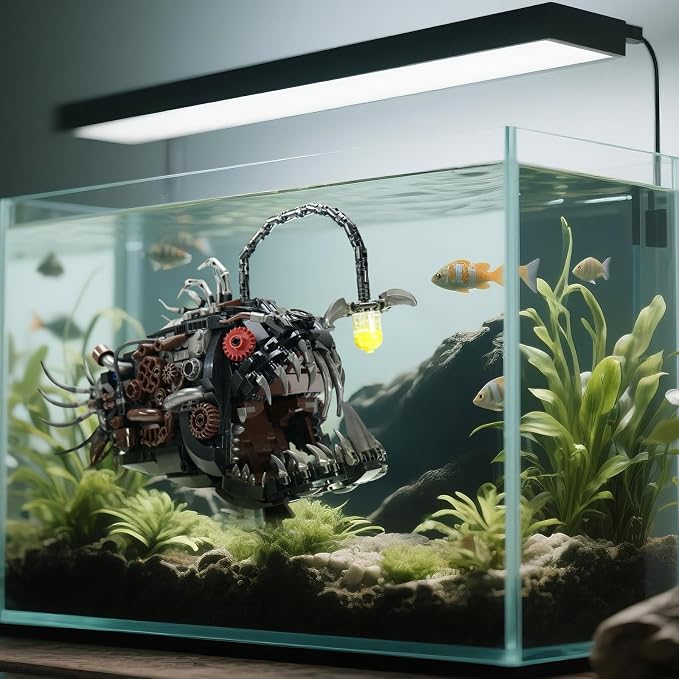 Ideas Mechanical Lantern Fish Building Blocks Set Compatible with Lego Collectible for Ocean Lovers, Perfect as an Office or Home décor for Adults. STEM Construction Gift for Boys Aged 8-16 1038PCS