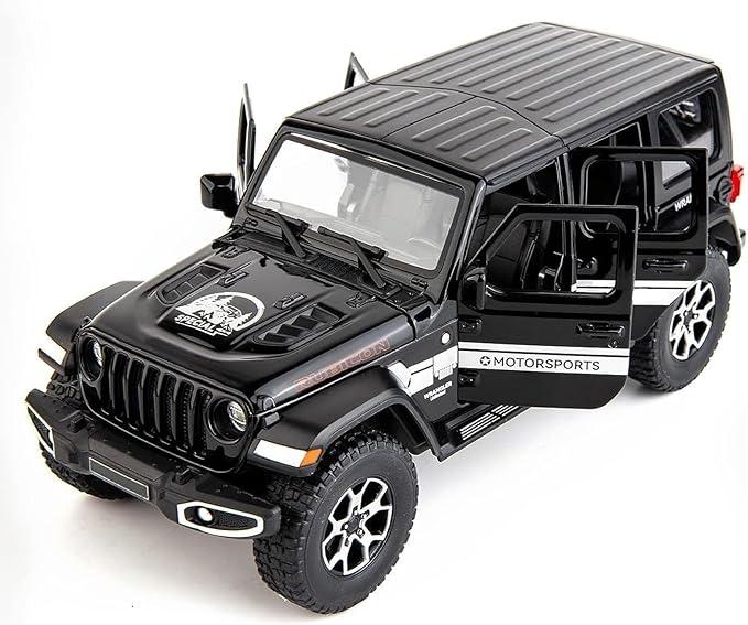 BDTCTK Off-Road 7 Door for Wrangler Diecast Toy Car Model, 1/22 Scale Metal Alloy Vehicle for Kids Boys Girls Adults, Doors Open, Light and Sound, Gifts Black