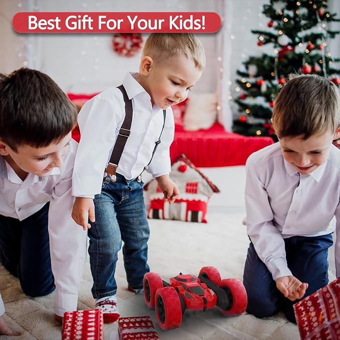 Hamdol RC Stunt Car for Kids Ages 6–12, 360° Rotating Remote Control Car with LED Lights, 4WD Electric Toy Vehicle, USB Rechargeable, Perfect Birthday, Holiday for Boys & Girls