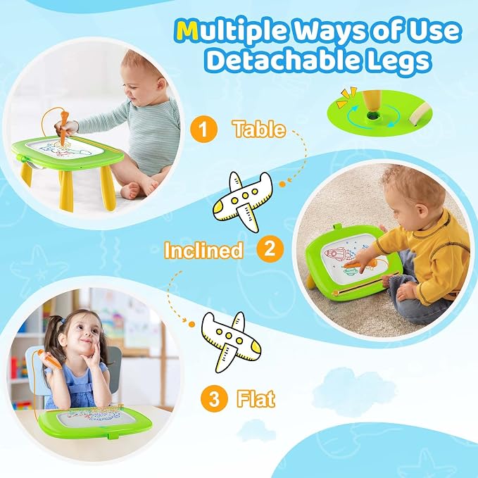 Kikidex Magnetic Drawing Board, Toddler Girl Toys for 1-3 Year Old, Doodle Board Pad Learning and Educational Toys for 1 2 3 Year Old Baby Kids Birthday Gift (Green)