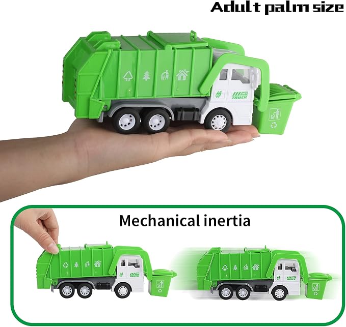 FIVEDAOGANG Toy Vehicles Set 3 Pack Sanitation Truck Car Model Garbage Trucks Water Tanker Playset with 8 Signpost Friction Power for Boys Age 3+ Toddlers Kids Holiday Birthday Gift Children