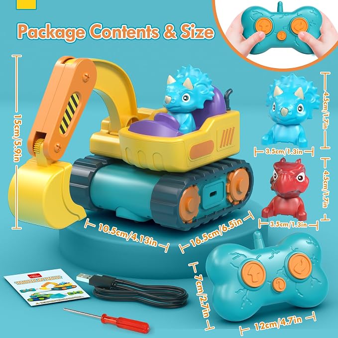 Lehoo Castle Remote Control Car for Toddlers, RC Excavator Toys for Boys 3-5 Year Old, Rechargeable Construction Toys for 1 2 3 Year Old Boys