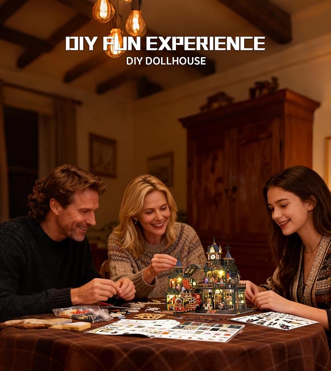 Spilay DIY Miniature House Kit for Adults, Miniature Dollhouse Kit | With Music Box & Dust Cover, Wooden Craft Building Set for Bookshelf Decor, Home Display & Creative Gifts for DIY Lovers