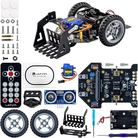 LAFVIN MicroBit Smart Robot Car for MakeCode and MicroPython,STEM Educational Coding Robot for Kids Beginner(Without Micro:bit)