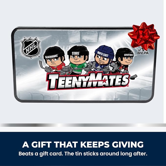 TeenyMates NHL Hockey Action Figures Gift Set, 2026 Licensed Collector’s Tin and 3 TeenyMates Packs (6 Figures Total)