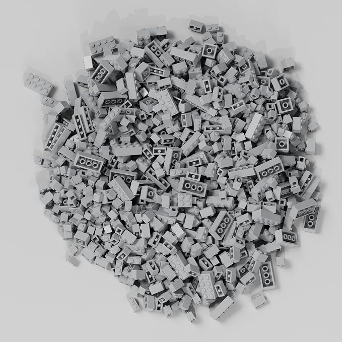 300 Pcs Classic Building Bricks, Light Gray Bulk Bricks,Compatible with Major Brands Parts and Pieces, Creative Building Block Toys for Boys Girls Ages 6 7 8 9 10 Year Old
