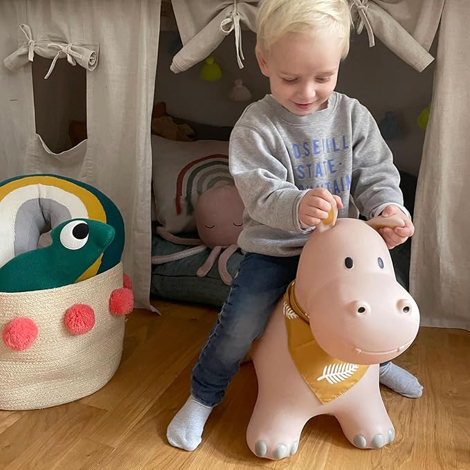 Kindsgut Bouncy Animal Hopper – Inflatable Bouncing Ride-On Toy for Kids & Toddlers Age 2+, Designed in Germany, Indoor & Outdoor, Hippo